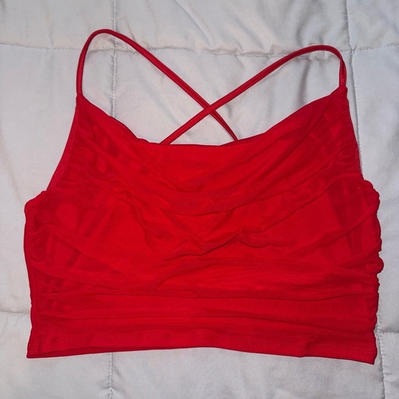 SHEIN Tops - SHEIN Red Strappy Crop Top Size XL